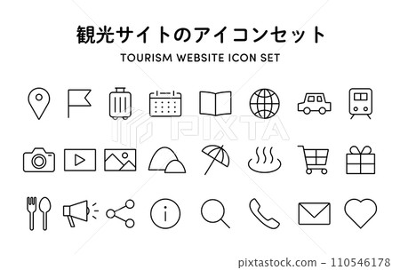 Illustration set of icons that can be used for tourism and travel websites 110546178