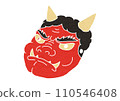 Illustration of a red demon mask (print style) 110546408