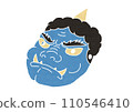 Illustration of a blue demon mask (print style) 110546410
