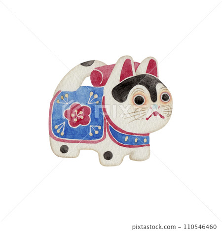 犬張子,日本本土玩具,民間藝術,傳統工藝,水彩插圖 犬張子,日本本土玩具,民間藝術,傳統工藝,水彩插圖 110546460