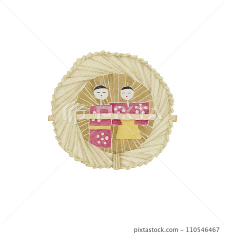 Nagashi Hina，日本本土玩具，民間藝術，傳統工藝，水彩插圖 110546467