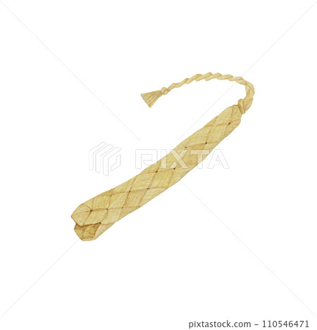 Pandanus leaf craft, Japanese local toy, folk art, traditional craft, watercolor illustration 110546471