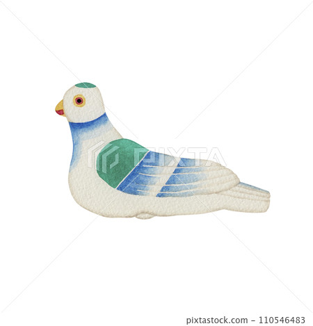 Shimogawara-yaki pigeon flute, Japanese local toy, folk art, traditional craft, watercolor illustration Shimogawara-yaki pigeon flute, Japanese local toy, folk art, traditional craft, watercolor illustration 110546483