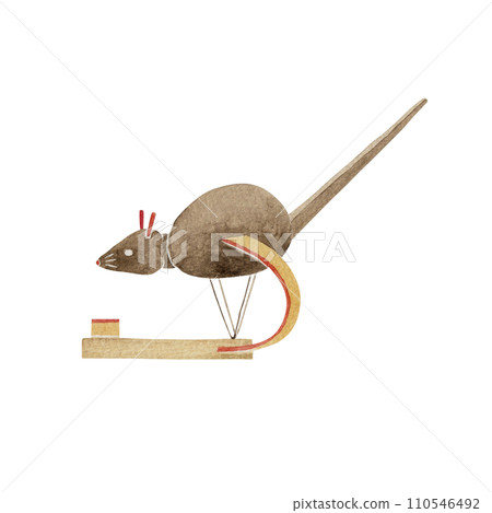吃米老鼠,日本本土玩具,民間藝術,傳統工藝,水彩插圖 吃米老鼠,日本本土玩具,民間藝術,傳統工藝,水彩插圖 110546492