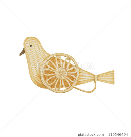 Pigeon carriage, Japanese local toy, folk art, traditional craft, watercolor illustration Pigeon carriage, Japanese local toy, folk art, traditional craft, watercolor illustration 110546494