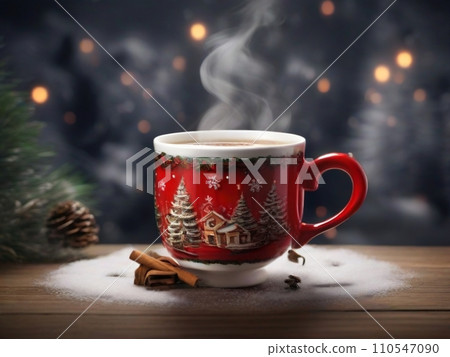 AI-generated content. New Year's Eve cup with hot cocoa. High quality photo AI-generated content. New Year's Eve cup with hot cocoa. High quality photo 110547090