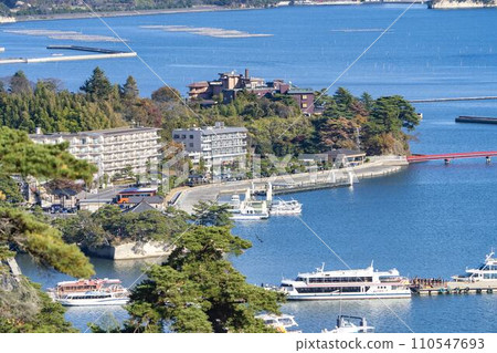 Matsushima, one of Japan's three most scenic views in autumn, a bird's-eye view from Saigyo Moshidoshi no Matsu Park, Matsushima Town, Miyagi Prefecture 110547693