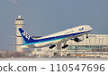 New Chitose Airport in winter_B777 takeoff plane 110547696