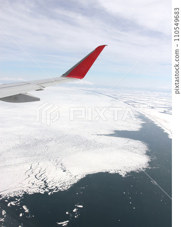 Drift ice in the Sea of Okhotsk Drift ice sightseeing flight Drift ice sightseeing flight Drift ice watching 110549683