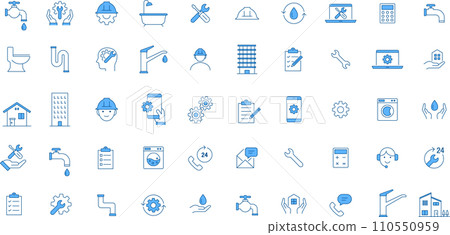 藍色雙色線條畫圖示集 110550959