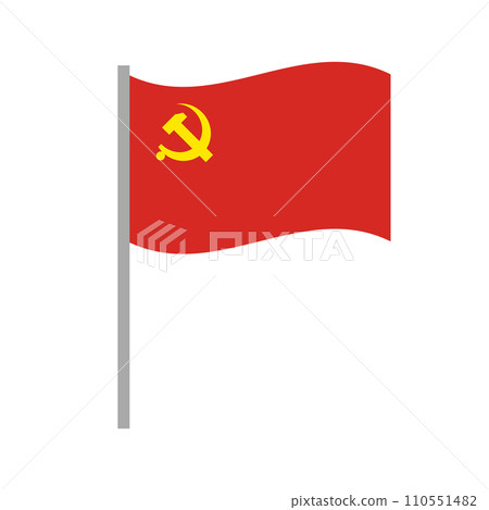 共產主義旗幟。錘子和鐮刀的旗幟。 110551482