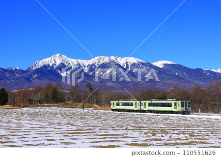 小海線穿過八嶽山和冰雪覆蓋的野邊山高原。 110551626