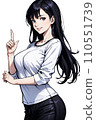 Illustration of a woman with her index finger up 110551739