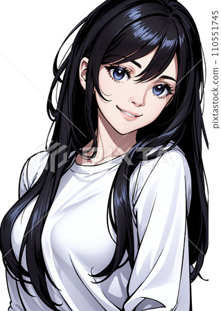 Illustration of a woman with long hair Illustration of a woman with long hair 110551745