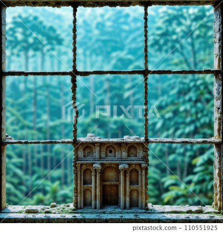Ancient Indian temple on the background of the jungle. AI generated 110551925