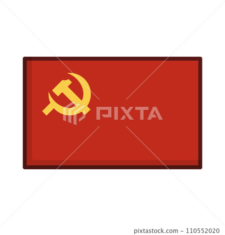 共產主義旗幟。共產黨的錘子和鐮刀旗幟。 共產主義旗幟。共產黨的錘子和鐮刀旗幟。 110552020