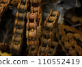 Rusty chains are like a strong, reliable connection. Concept for the presentation of an old or obsolete block chain. Rusty chains background 110552419