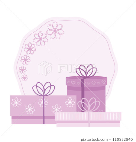 Pink gift boxes with a pink plate as a backgroung vector illustration 110552840