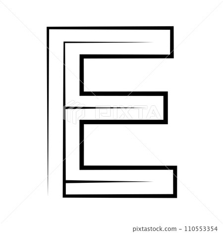 E logo studio, letter e one line icon logotype font 110553354