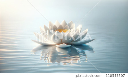 Adjust the AI-generated image of a lotus flower blooming on the water surface 110553507