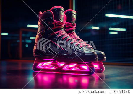 AI-generated content. Hockey skates neon style AI-generated content. Hockey skates neon style 110553958