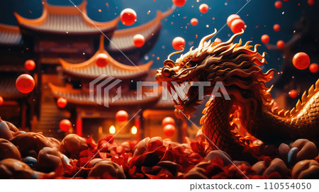 Dragon Dance at Chinese New Year - Generative AI-插圖素材 [110554050] - PIXTA圖庫