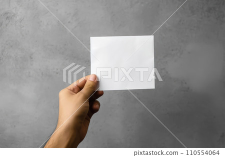 Creative Message Space: Human Hand with Blank Sheet of Paper - Generative AI 110554064