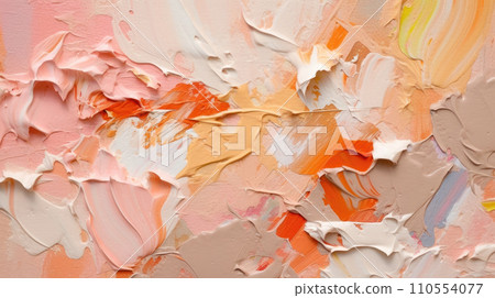 Brush Strokes of Creativity: Oil Painting on Canvas in Pastel Apricot - Generative AI 110554077