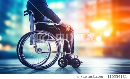 Cityscape with Wheelchair User - Generative AI Cityscape with Wheelchair User - Generative AI 110554181