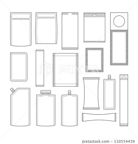 Sachet Sign Black Thin Line Icon Set Packaging Template Concept . Vector illustration of Sachets Packs Icons Sachet Sign Black Thin Line Icon Set Packaging Template Concept . Vector illustration of Sachets Packs Icons 110554439