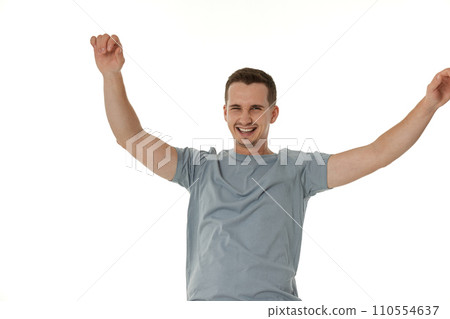 handsome young smiling man on white background 110554637