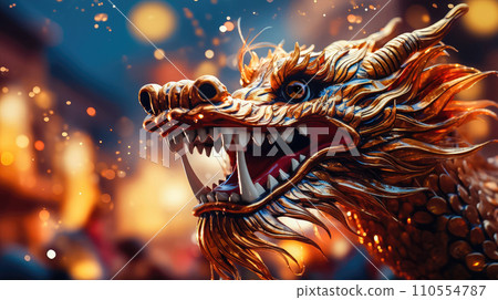 Chinese New Year Festivity: Dragon and Airy Lanterns - Generative AI 110554787