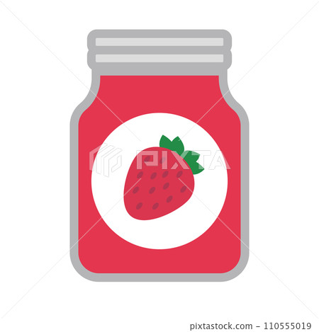 可愛的草莓醬圖示。向量。 110555019