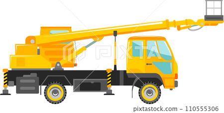 Aerial Work Platform Bucket Truck Icon in Flat Style. Vector Illustration Aerial Work Platform Bucket Truck Icon in Flat Style. Vector Illustration 110555306