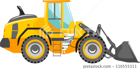 Wheel Loader Icon in Flat Style. Vector Illustration 110555311
