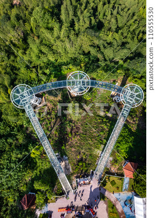 Aerial view of the Skywalk in Chiang Khan, Thailand 110555530
