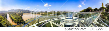 Aerial view of the Skywalk in Chiang Khan, Thailand 110555535