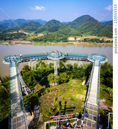 Aerial view of the Skywalk in Chiang Khan, Thailand 110555555