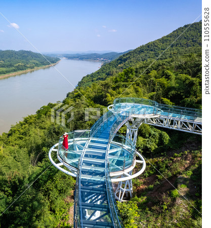 Aerial view of the Skywalk in Chiang Khan, Thailand Aerial view of the Skywalk in Chiang Khan, Thailand 110555628