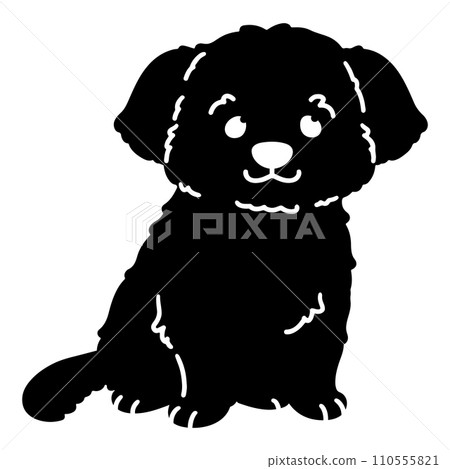 馬耳他人臉朝前坐著的簡單可愛的剪影 110555821