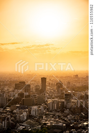 Cityscape of a big city dyed in the sunset Cityscape of a big city dyed in the sunset 110555982