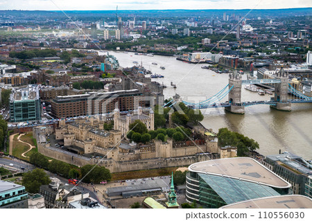 Panorama View Of London From Sky Garden With River Thames, London Tower And Towerbridge In The United Kingdom Panorama View Of London From Sky Garden With River Thames, London Tower And Towerbridge In The United Kingdom 110556030