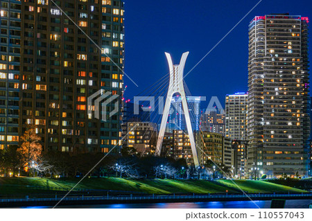 塔公寓的夜景 110557043