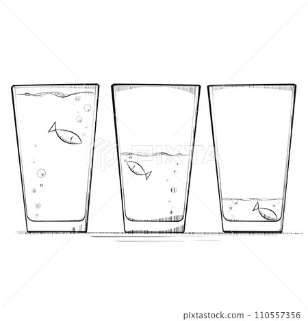 Three fish in three glasses 110557356