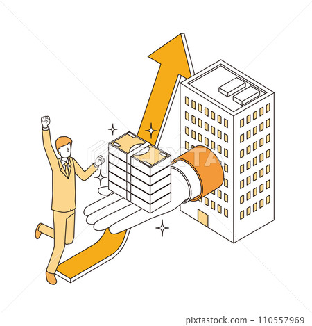 一名辦公室職員對薪資上漲感到滿意的插圖 110557969