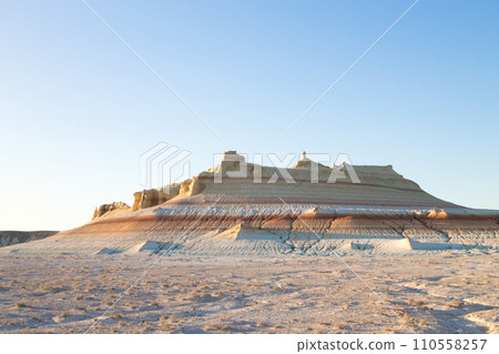 Kyzylkup area landscape, Mangystau desert. Rock strata formations 110558257