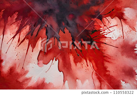 Ethereal Red Watercolor Abstraction background  110558322