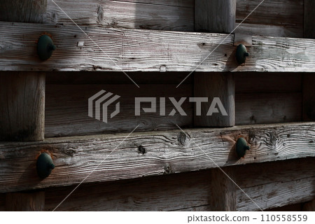 The planking and hidden nails behind the back of the Goshado Hall 110558559