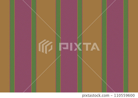 Flow lines seamless vector, tee vertical texture stripe. Tailor background fabric textile pattern in orange and purple colors. 110559600