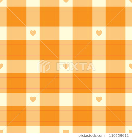 Gingham pattern with hearts. Seamless tartan vichy check plaid for gift card, wrapping paper, invitation on Valentines Day print 110559611
